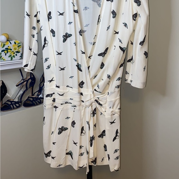 BA&SH
Butterfly-print Crewneck 3/4-sleeves Dress In White - Picture 11 of 12